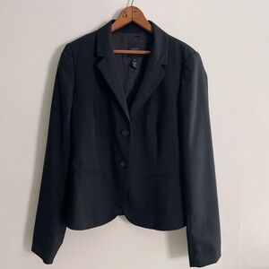 J CREW Stretch Wool Two Button Blazer Black 12 Tall Career Classic Minimalist